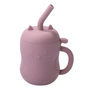 Tasse d’apprentissage Bébé en Silicone avec Paille - Chat