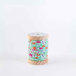 Bobine de biais 40m Fleurs des îles vert d'eau