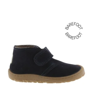 Bottines Barefoot Bosco Scratchs Cuir Fendu Marino