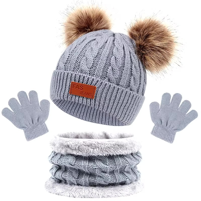 Ensemble Bonnet Bébé Écharpe et Gants Hiver – Image 5